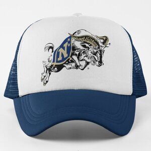 NEW Navy Midshipmen Leaping Goat Retro Foam Trucker Mesh Snapback Hat 2TONE NAVY